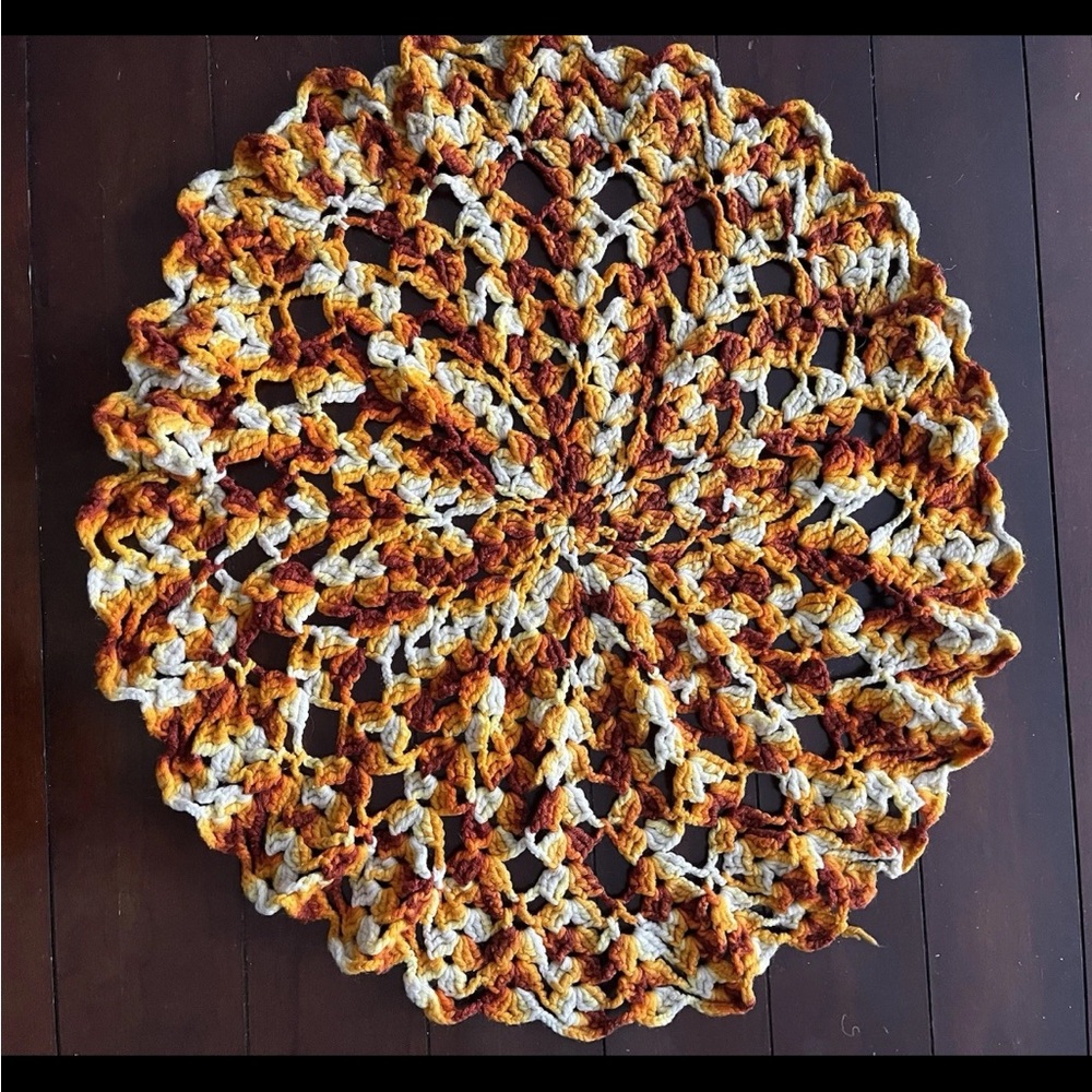 Hand Crafted Multicolor Crochet Doily 22x22